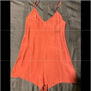 Salmon spaghetti strap rhomper